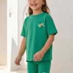 green orange tshirt+short